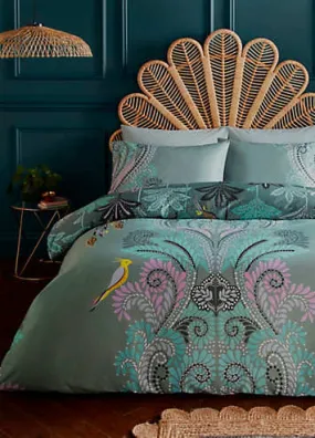 Sara Miller Peacock Filigree 100% Cotton Sateen 220 Thread Count Duvet Cover Set | Kaleidoscope