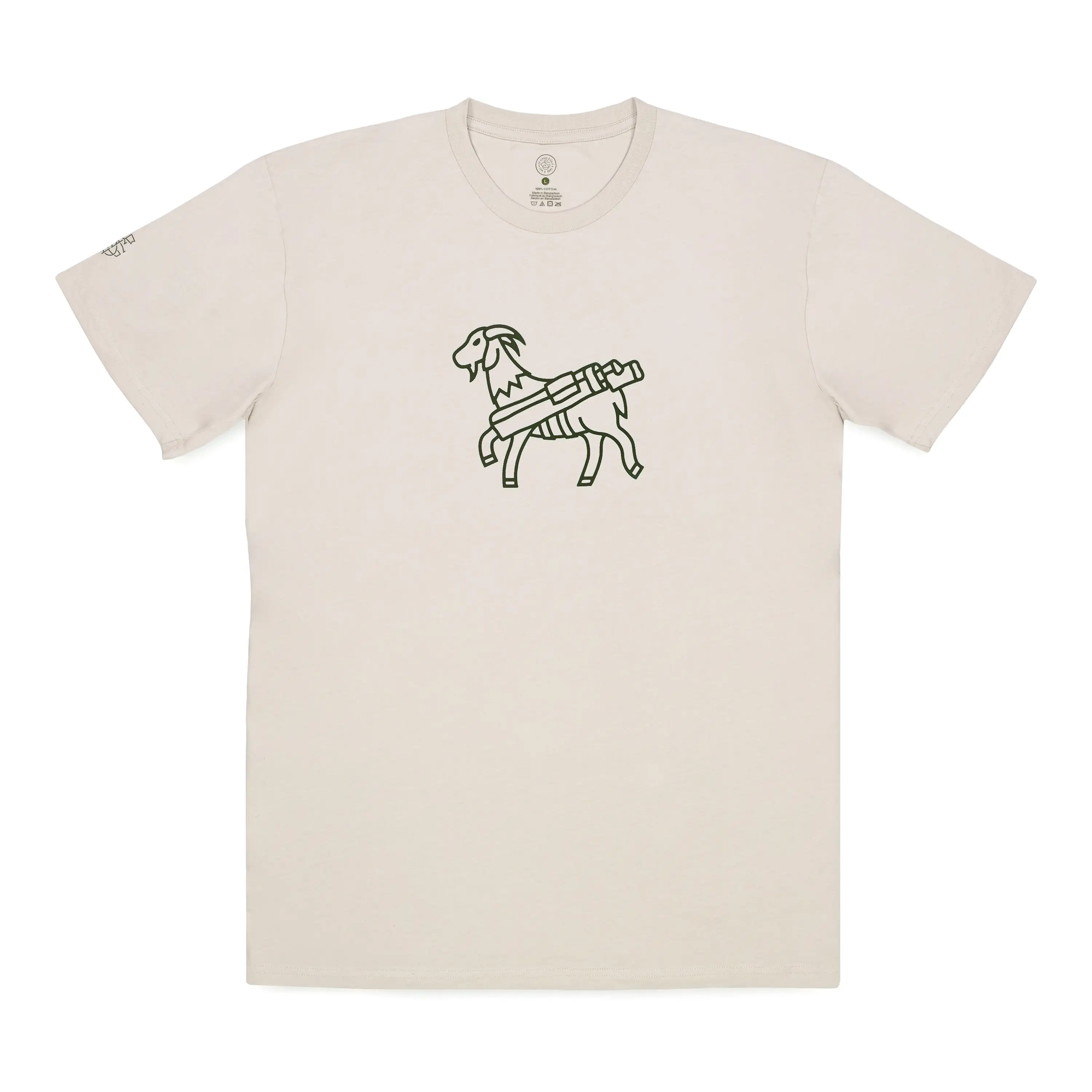 Seamus Goat T-Shirt - Green on Bone