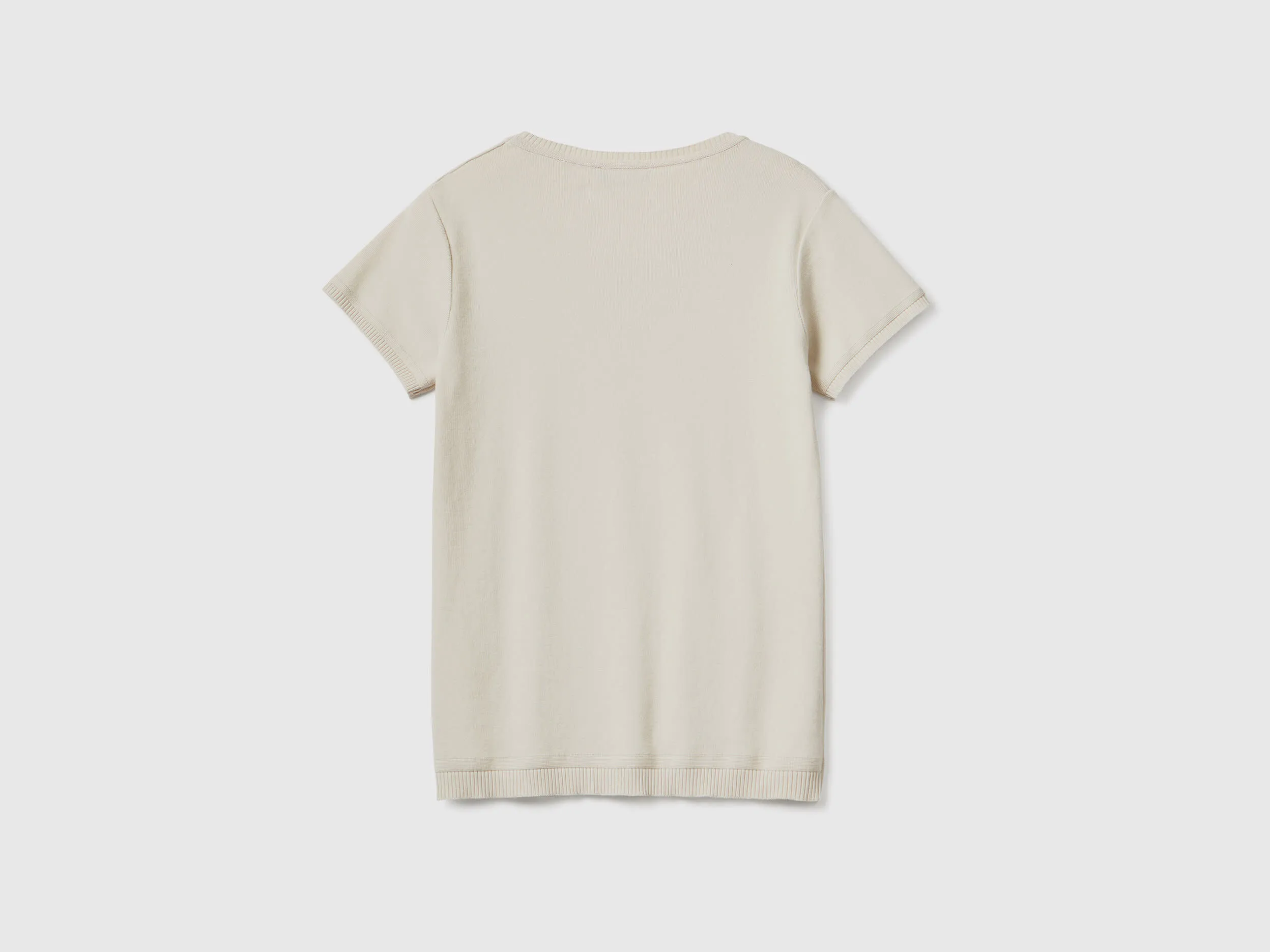 Short sleeve sweater in 100% cotton - Beige | Benetton