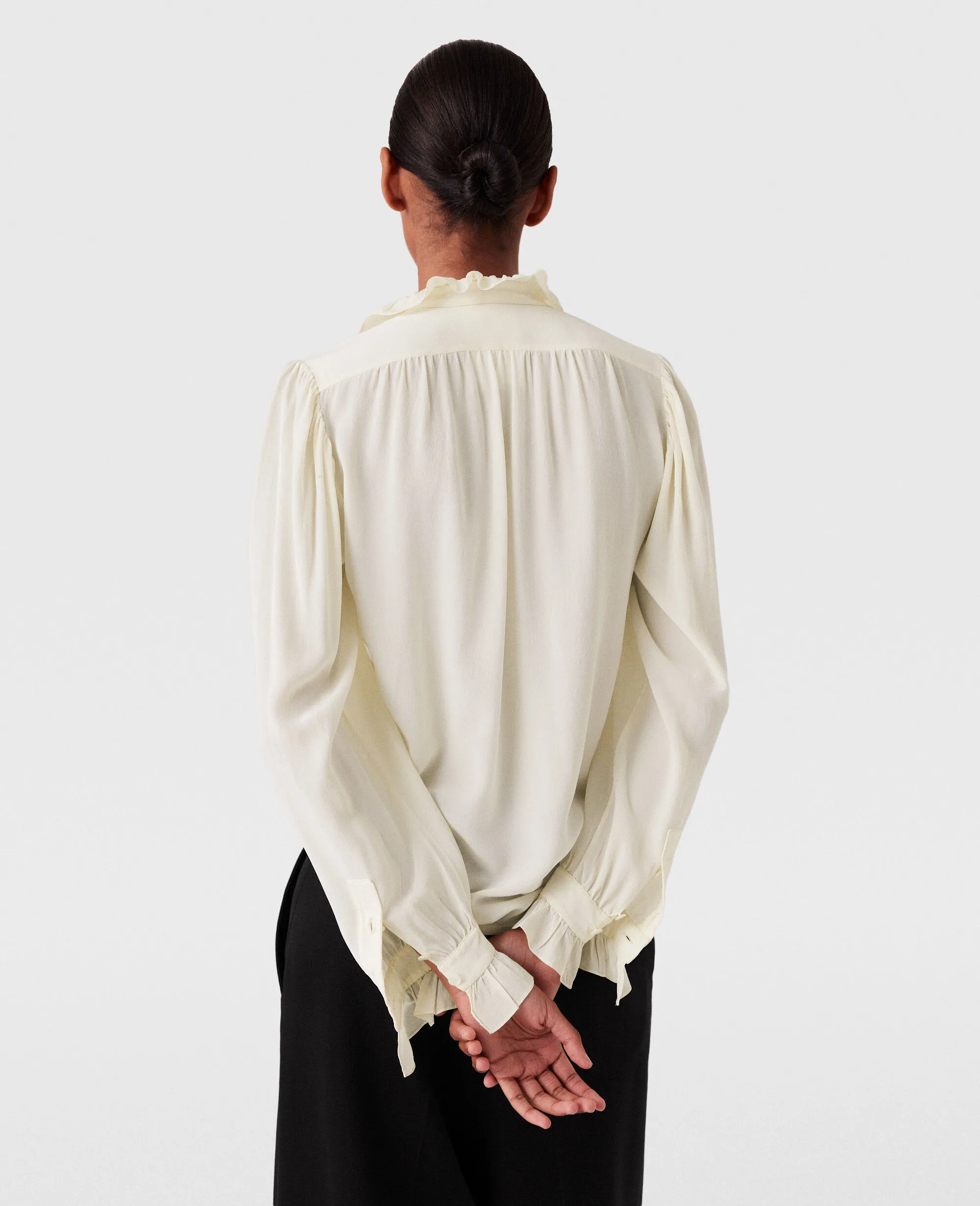 Silk Crêpe de Chine Ruffled Shirt