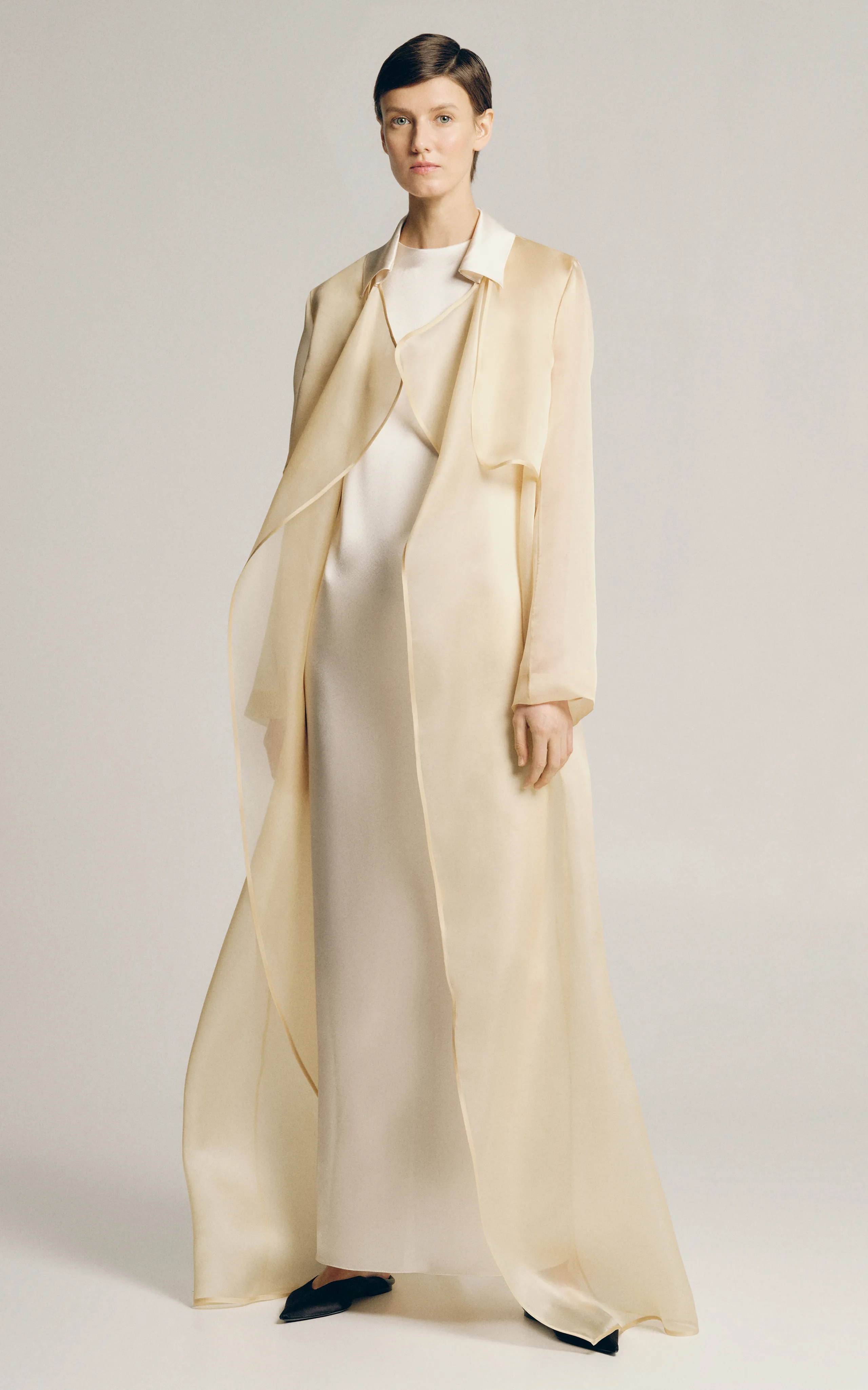 Sophie et Voila Long Silk-Georgette Coat