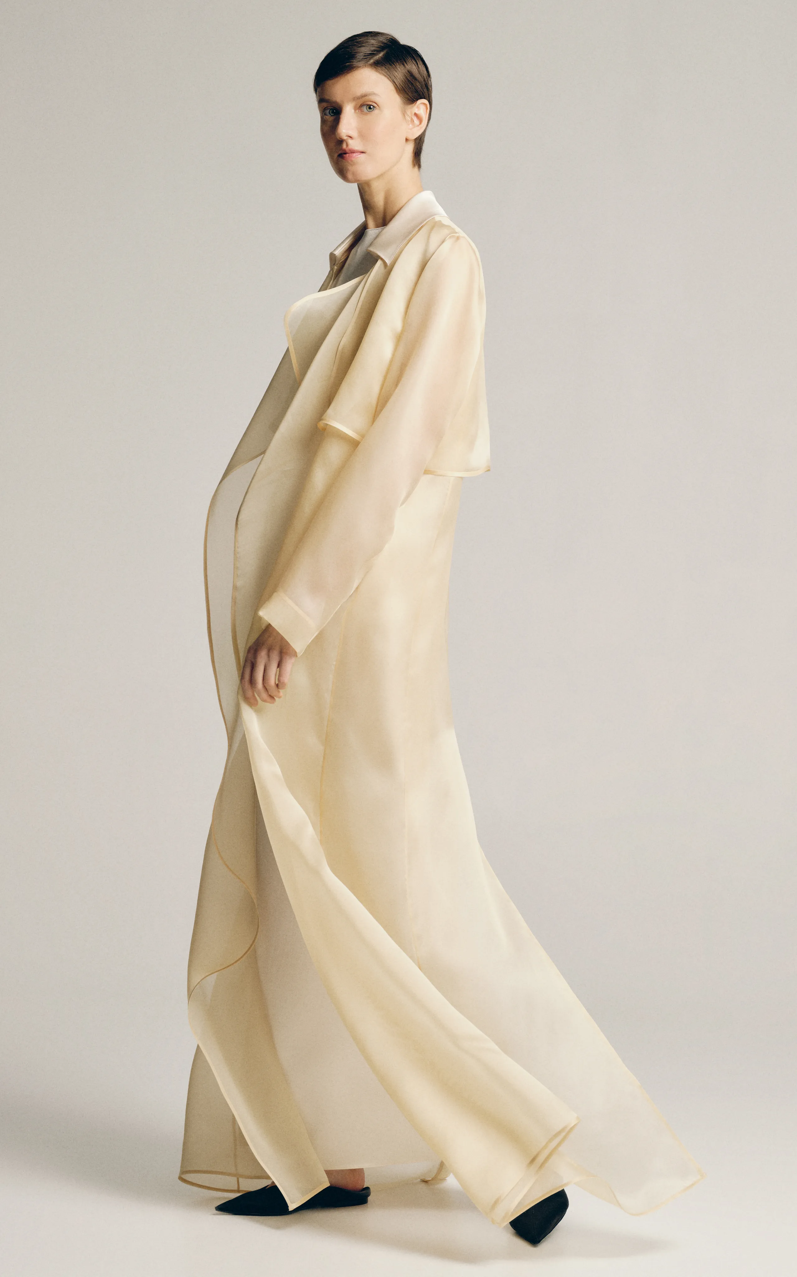 Sophie et Voila Long Silk-Georgette Coat