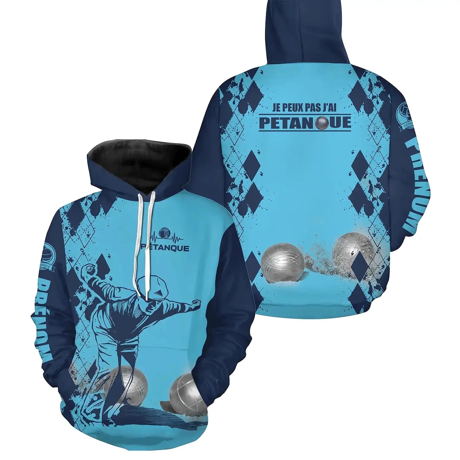 Sweat  Capuche Pétanque, Cadeau Personnalisé Bouliste, Je Peux Pas J'ai Pétanque - CT28122344