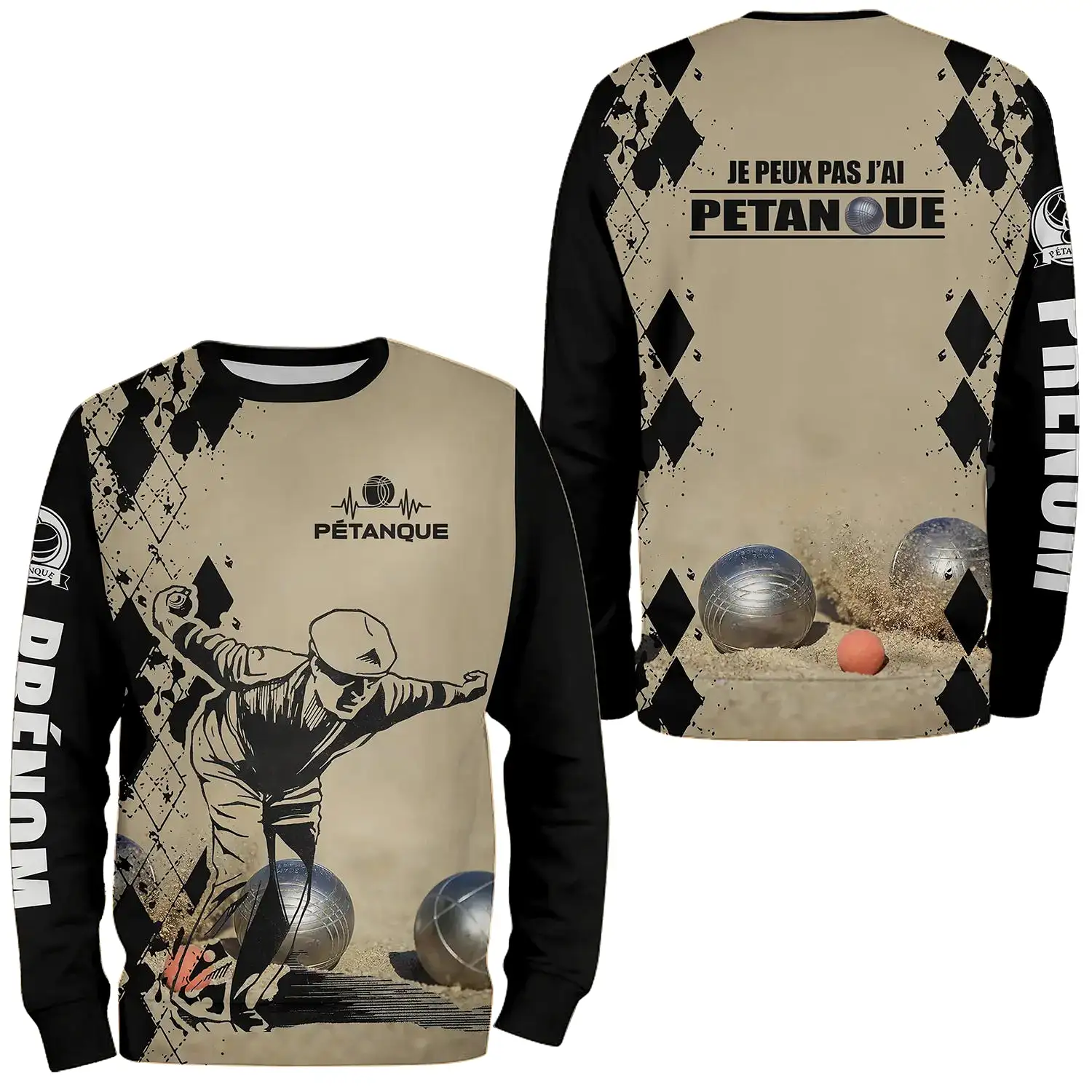 Sweat  Capuche Pétanque, Cadeau Personnalisé Bouliste, Je Peux Pas J'ai Pétanque - CT28122344