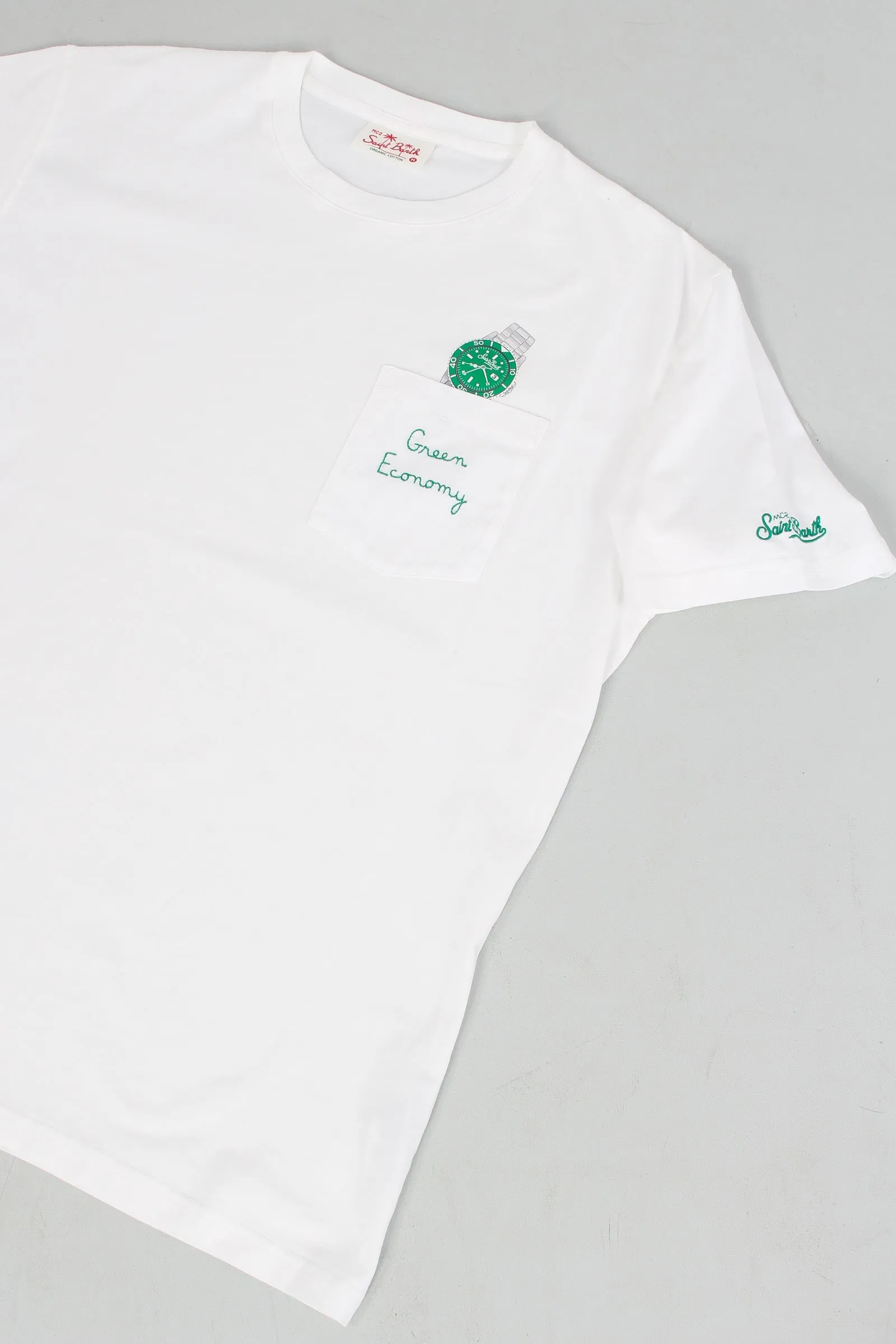 T-shirt Watch Green Bianco