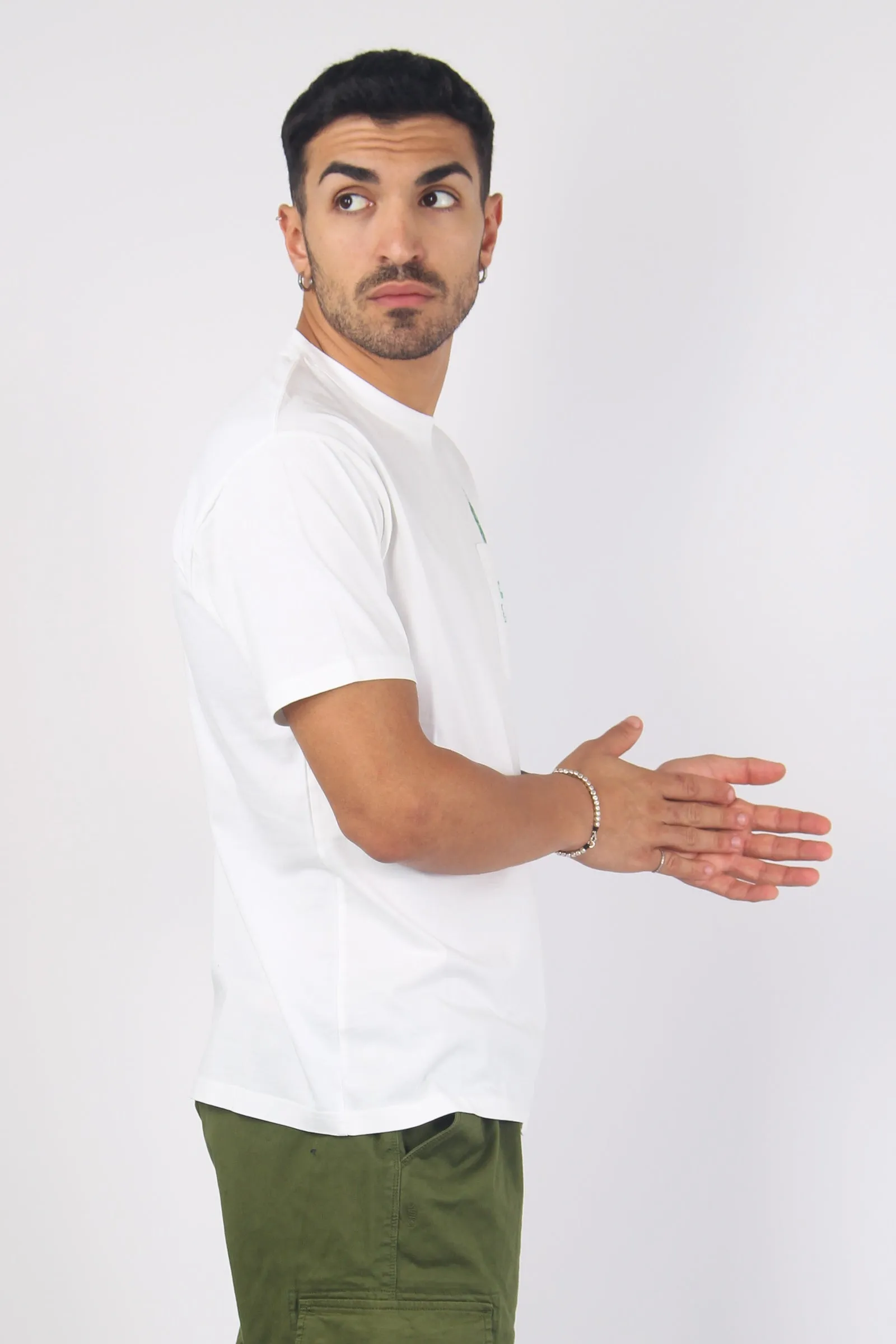 T-shirt Watch Green Bianco