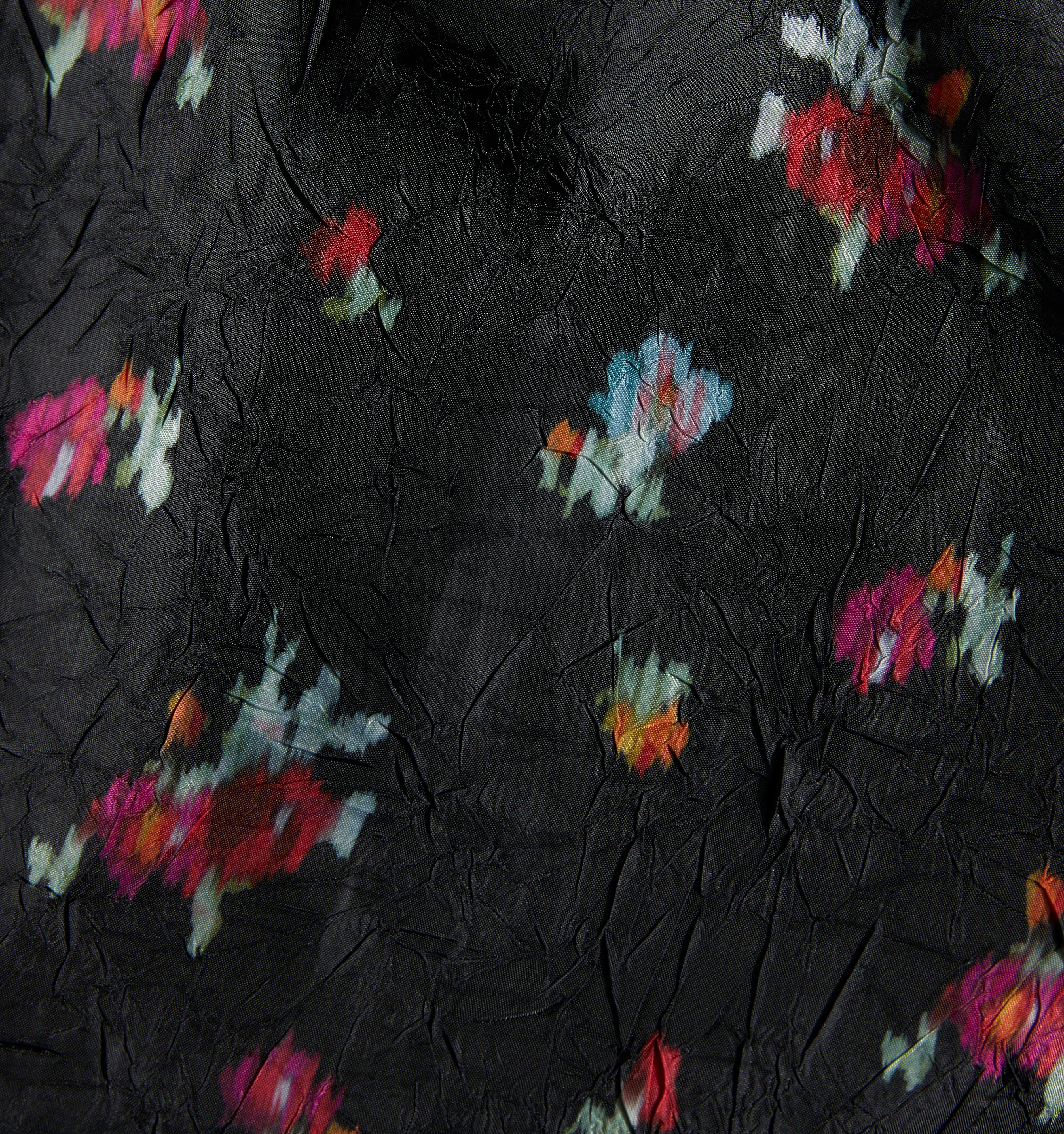 The Tiny Lottie Dress - Black Ikat Floral Crushed Taffeta