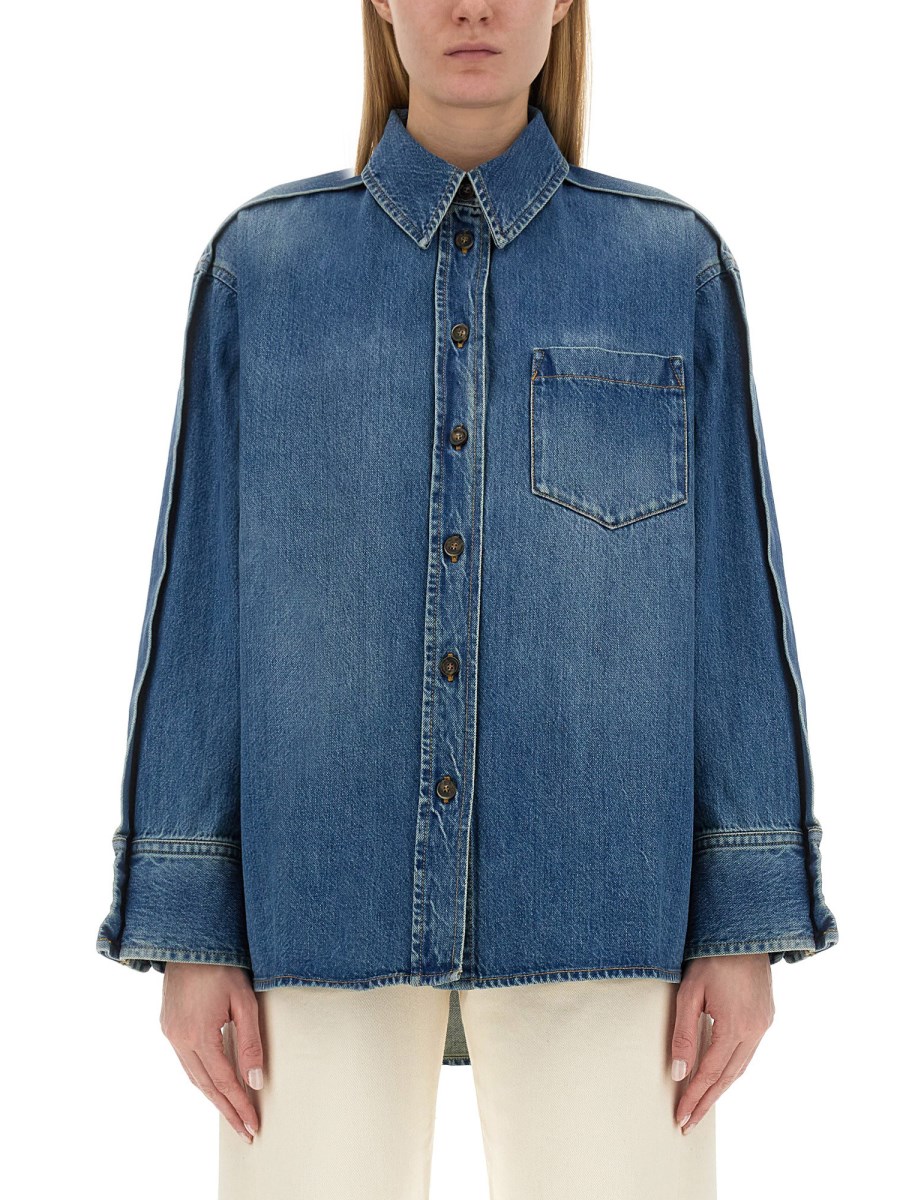 VICTORIA BECKHAM      CAMICIA OVERSZIE FIT IN DENIM DI COTONE 