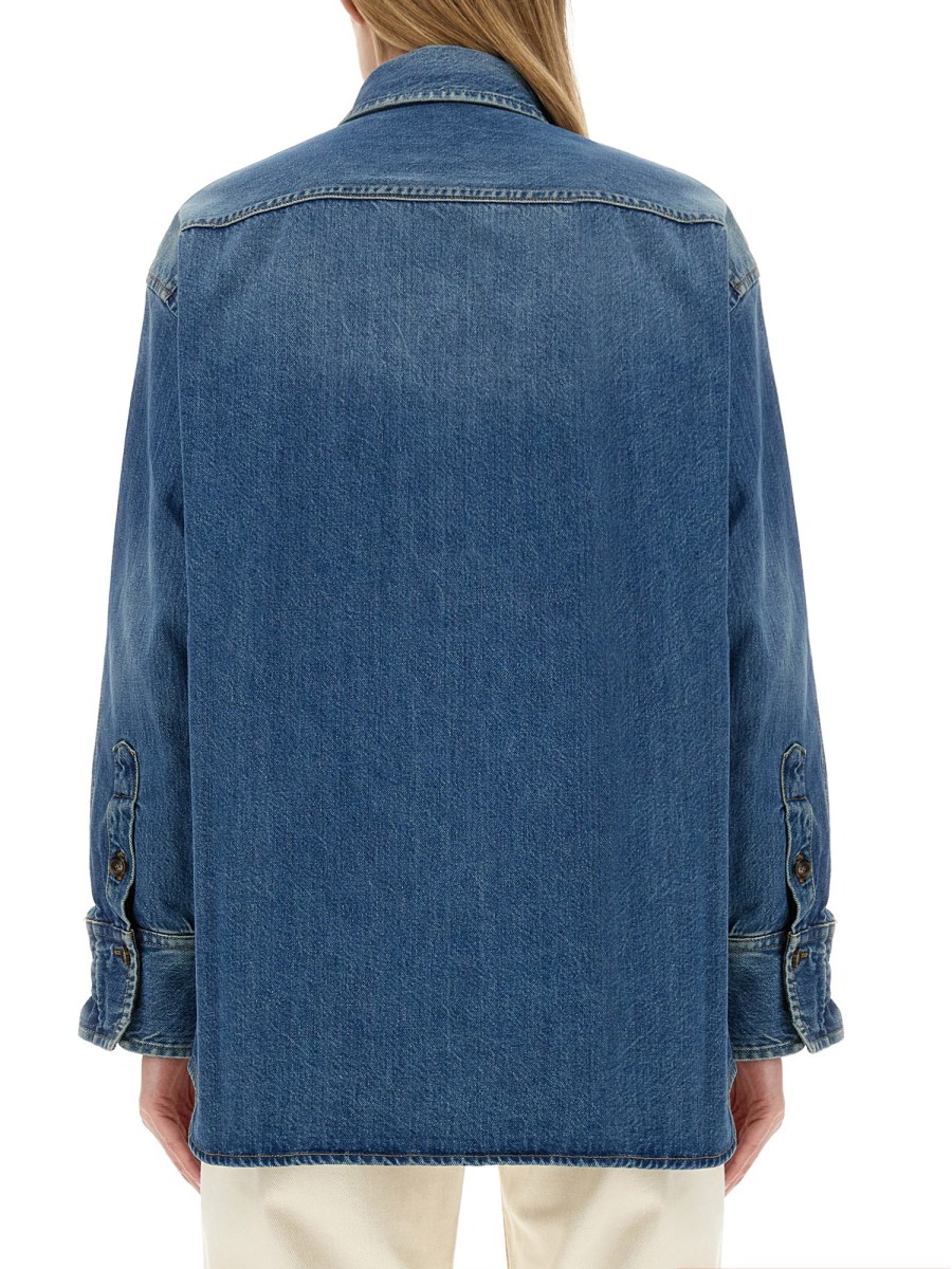 VICTORIA BECKHAM      CAMICIA OVERSZIE FIT IN DENIM DI COTONE 