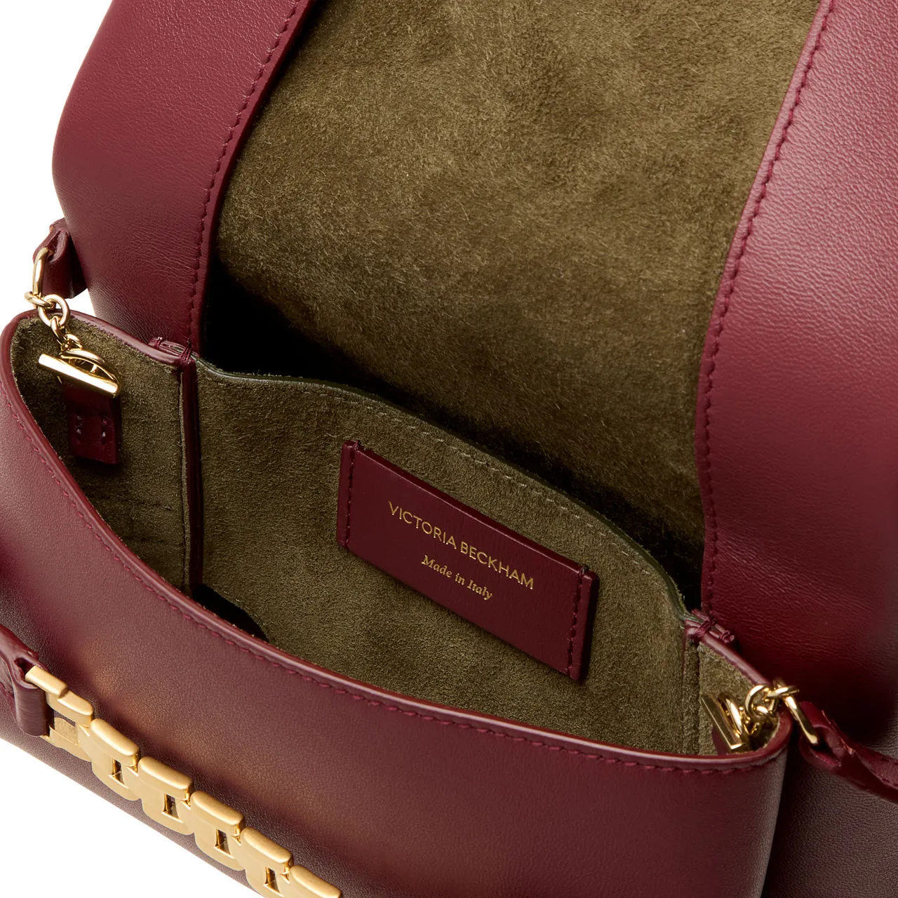 VICTORIA BECKHAM Chain-Detail Strapped Pouch - Burgundy