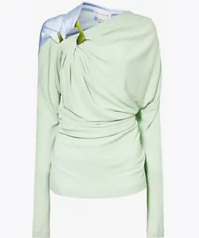 VICTORIA BECKHAM Womens Jade Iceberg Draped two-toned jersey top