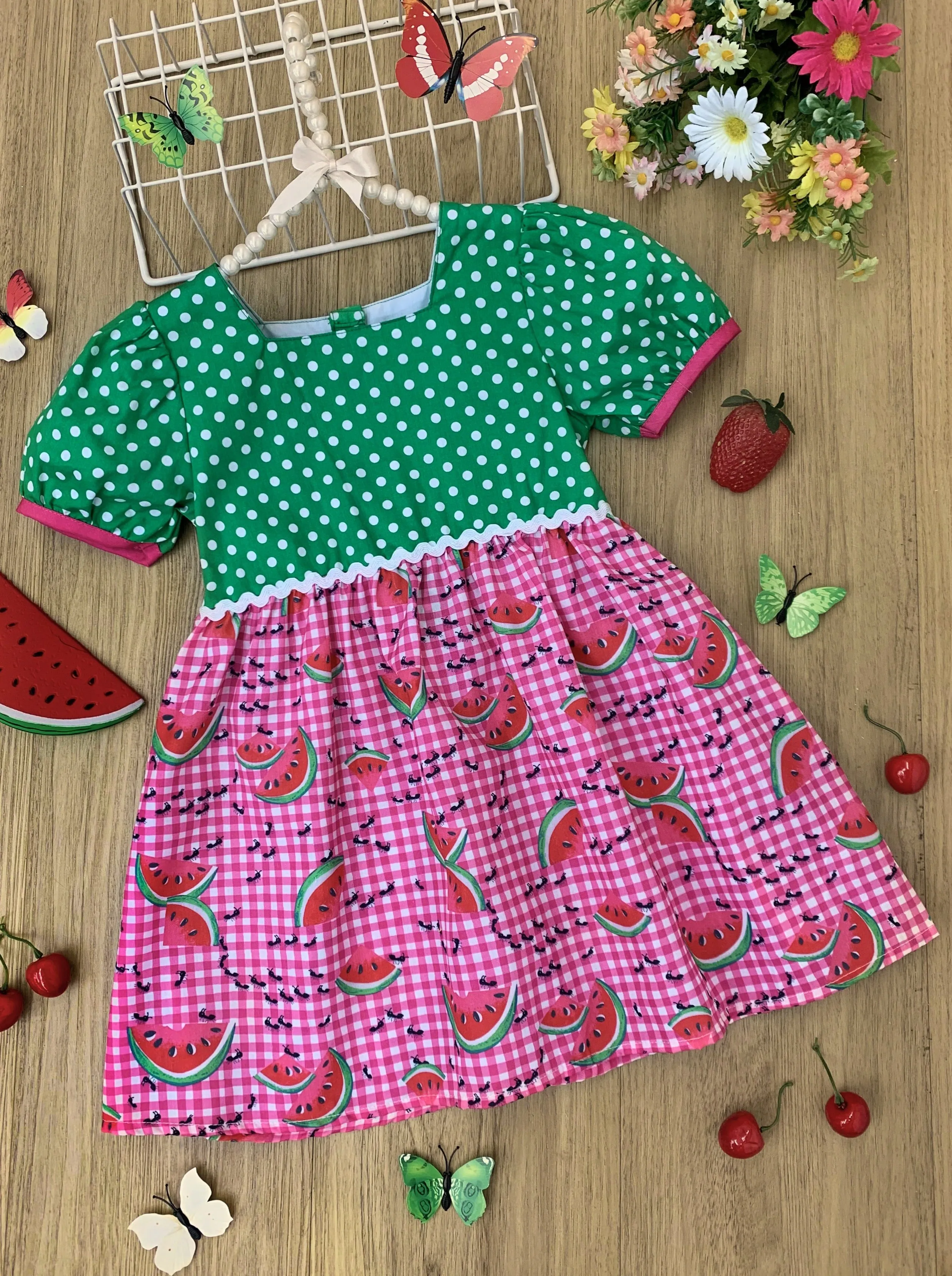 Watermelon Delight Checkered Dress