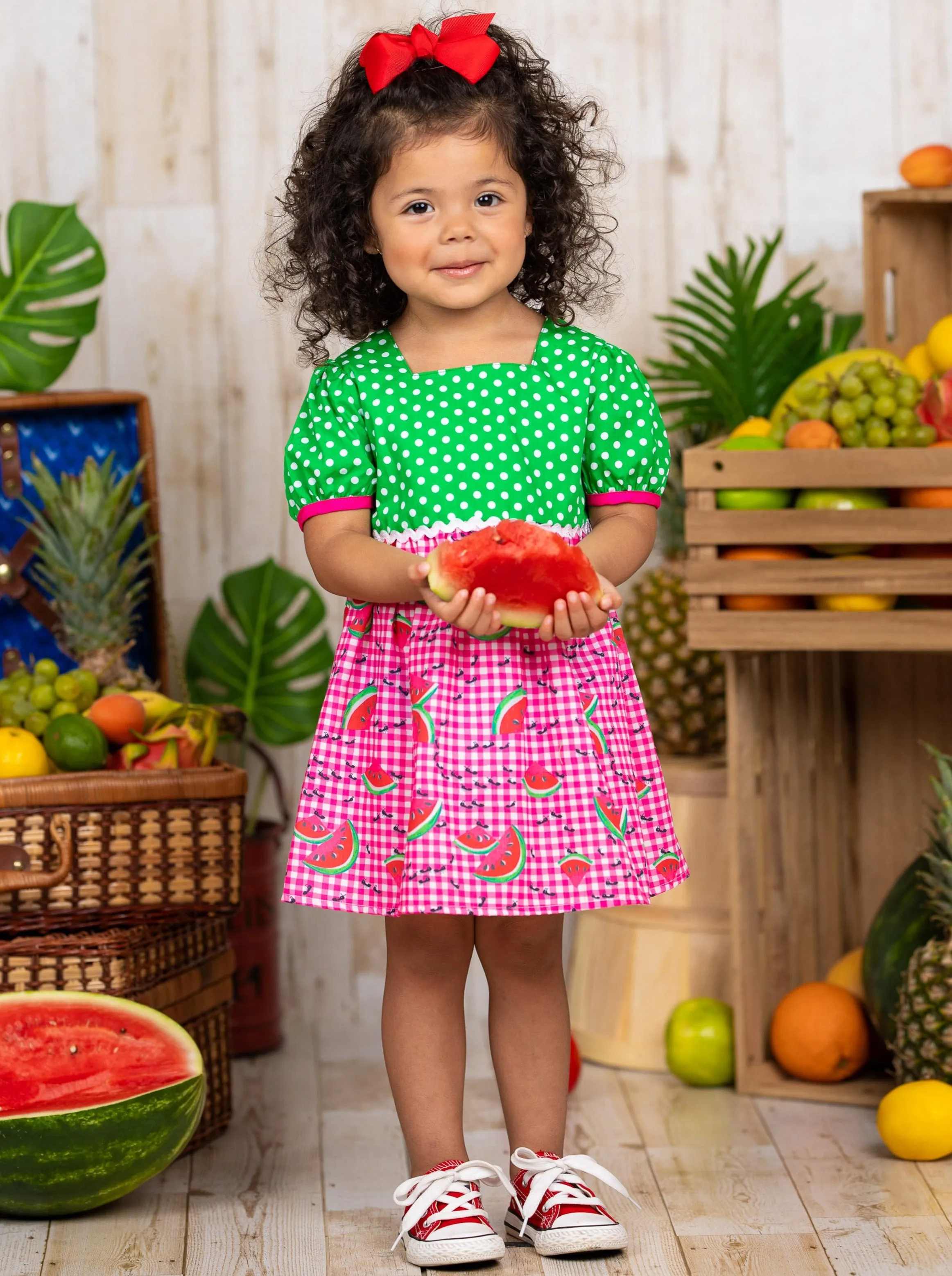 Watermelon Delight Checkered Dress