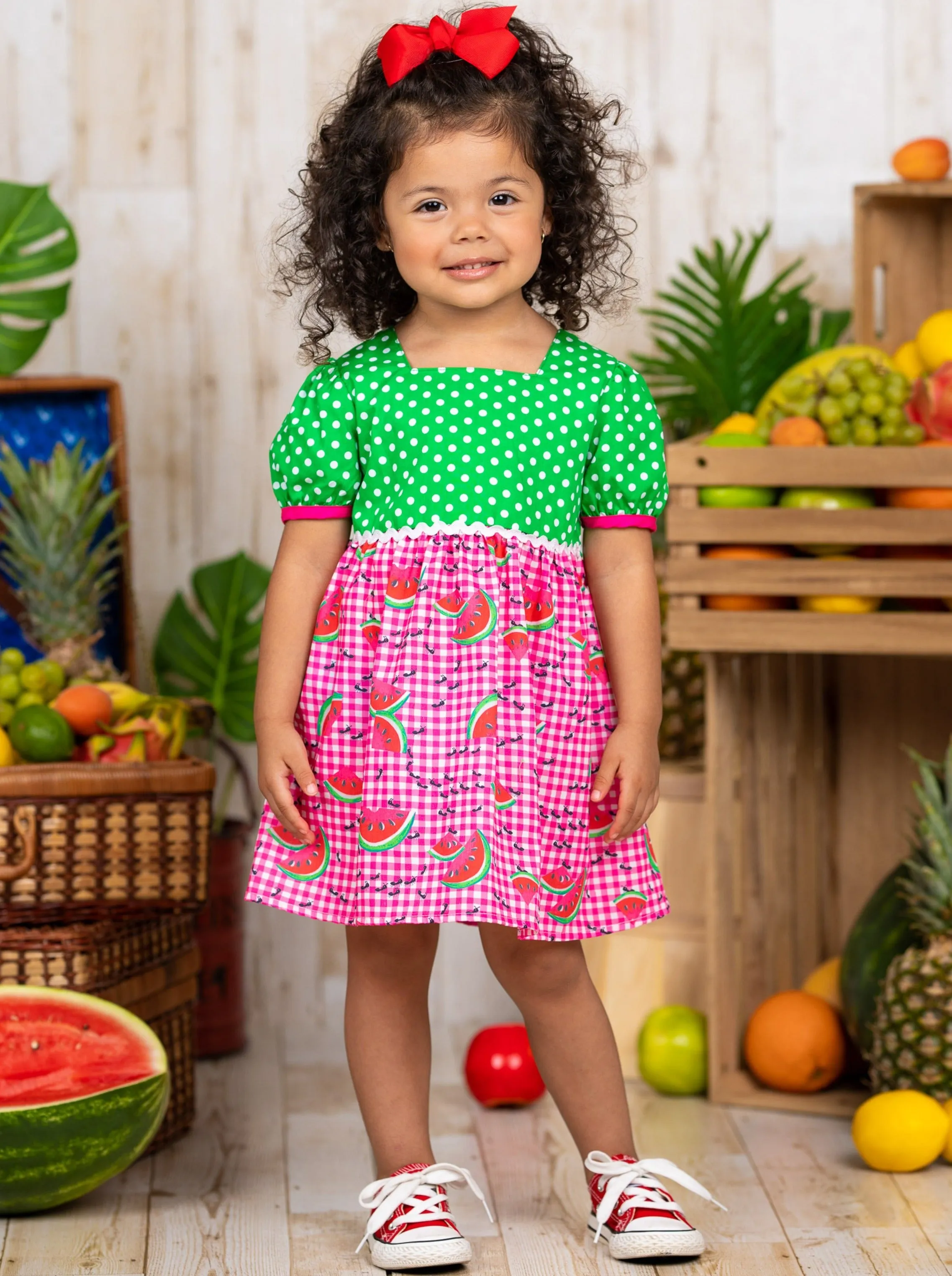 Watermelon Delight Checkered Dress