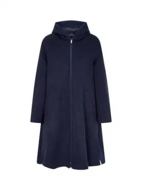 Women s Side Slit Hooded Coat Navy 271676