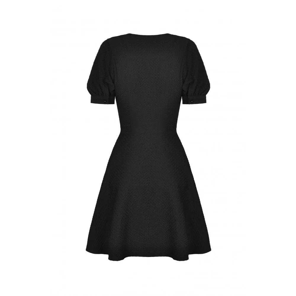 Women's Punk Square Collar Lacing-up Black Little Dress