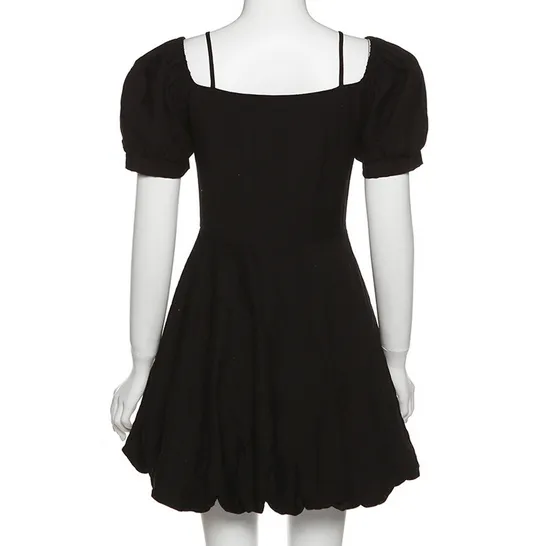 Women's Vintage Bowknot Off Shoulder Black Little Dress