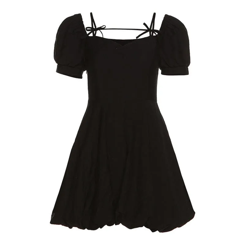 Women's Vintage Bowknot Off Shoulder Black Little Dress