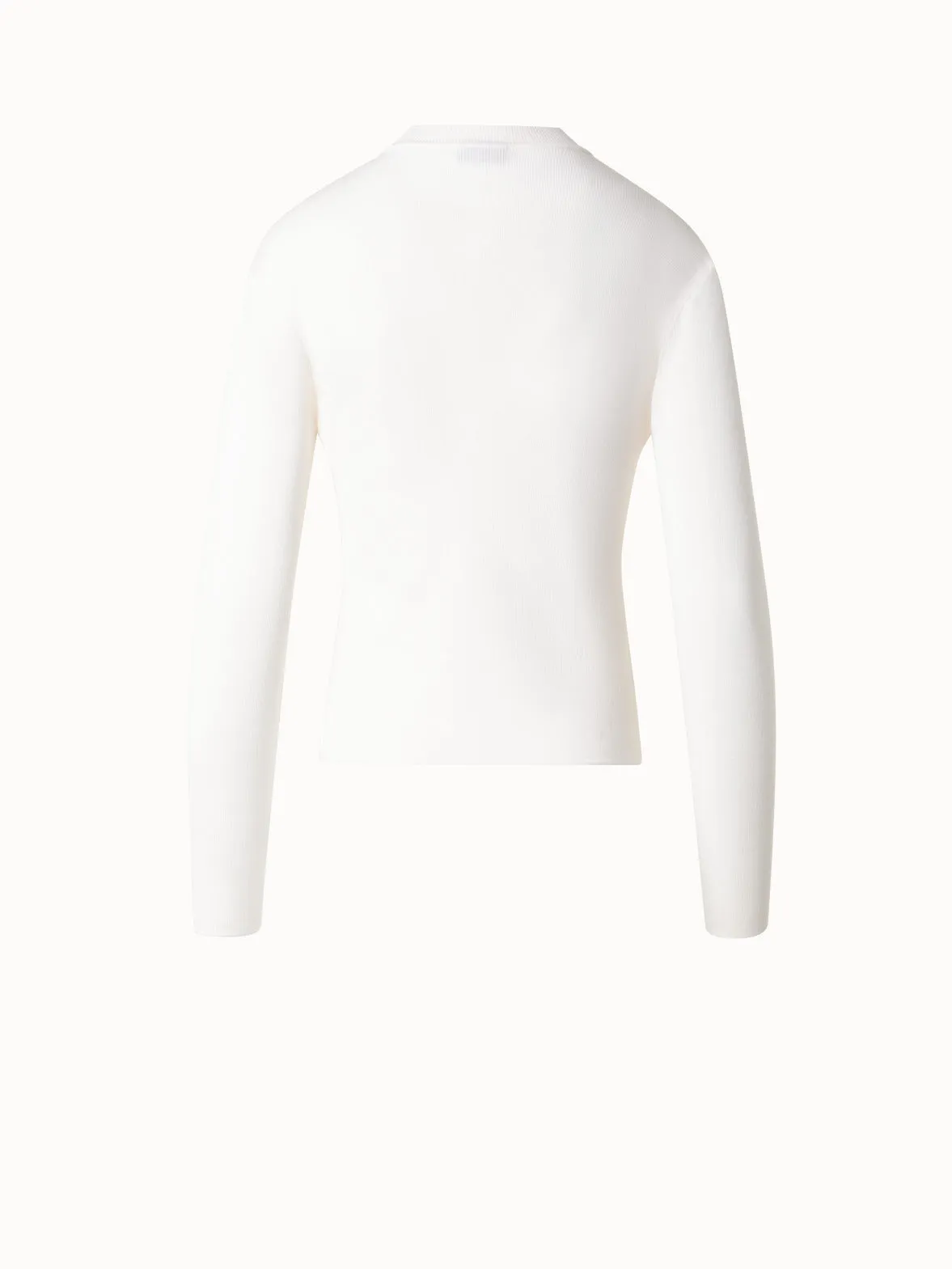 Wool Silk Sweater with Slit Round Neck