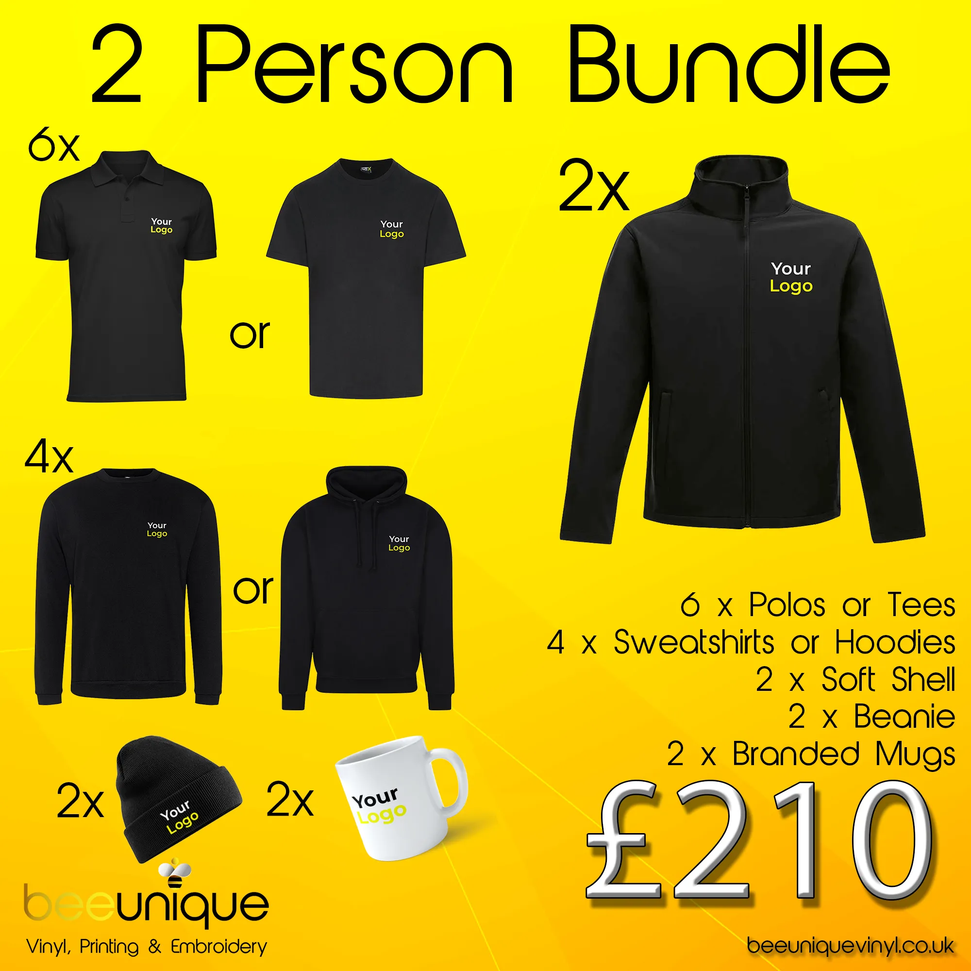 Workwear Bundle 44 | Bee Unique | Polos, Hoodies & Softshell