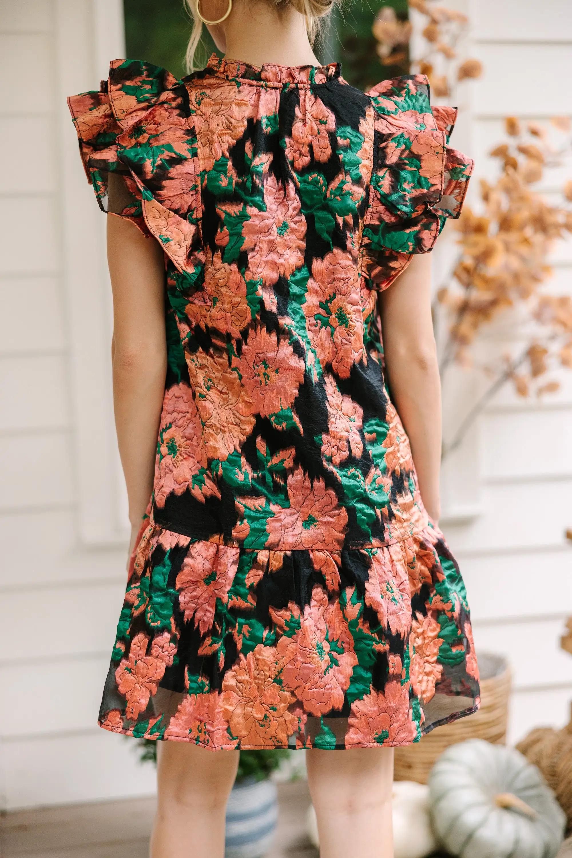 You're The One Black Floral Ruffled Dress