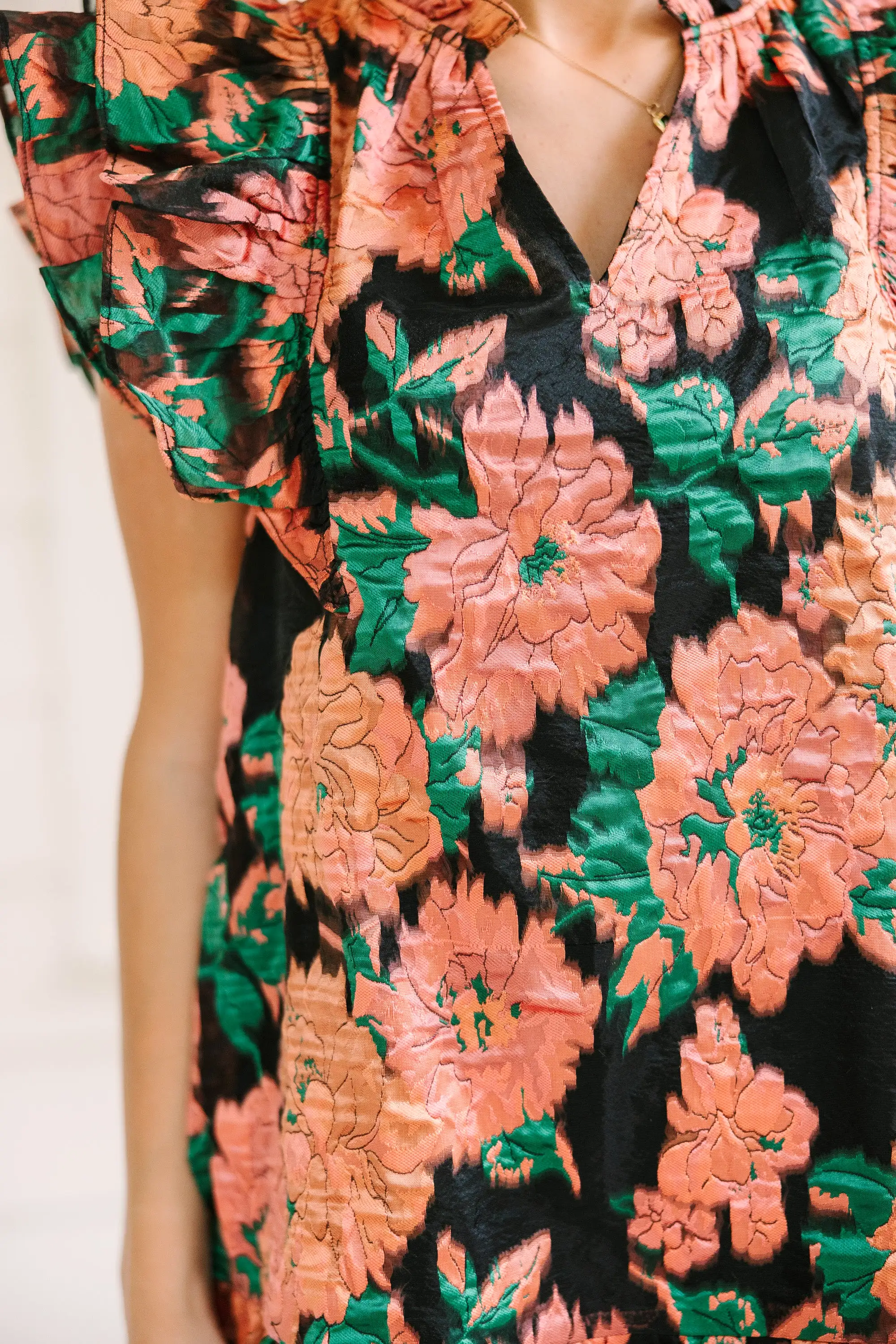 You're The One Black Floral Ruffled Dress